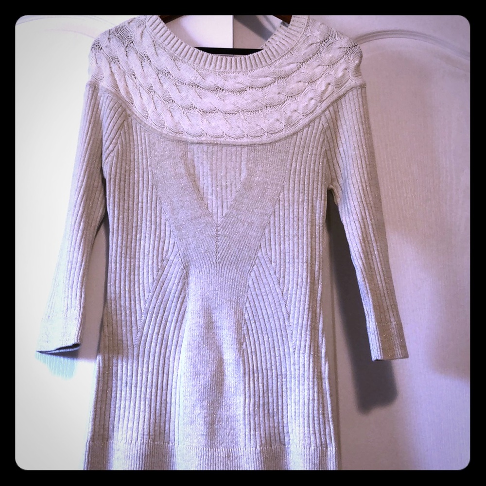 BEBE Gold glitter off the shoulder Sweater